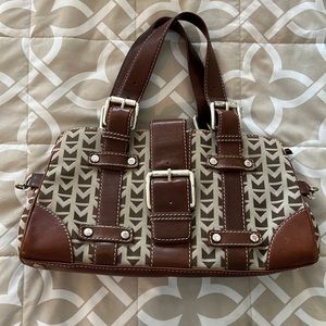 Michael Kors | Canvas Logo Print and Leather Satchel